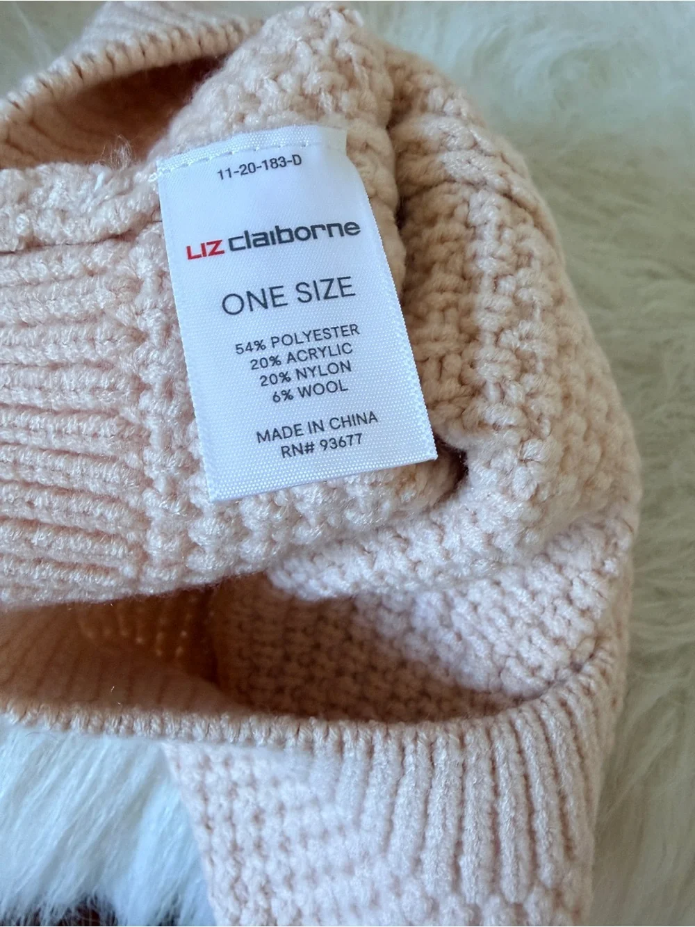 NWT Liz Claiborne Knit Beret - Soft Pink
